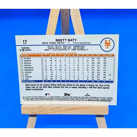 2025 Topps Chrome Brett Baty Ray Wave #17 New York Mets - Picture 3 of 3